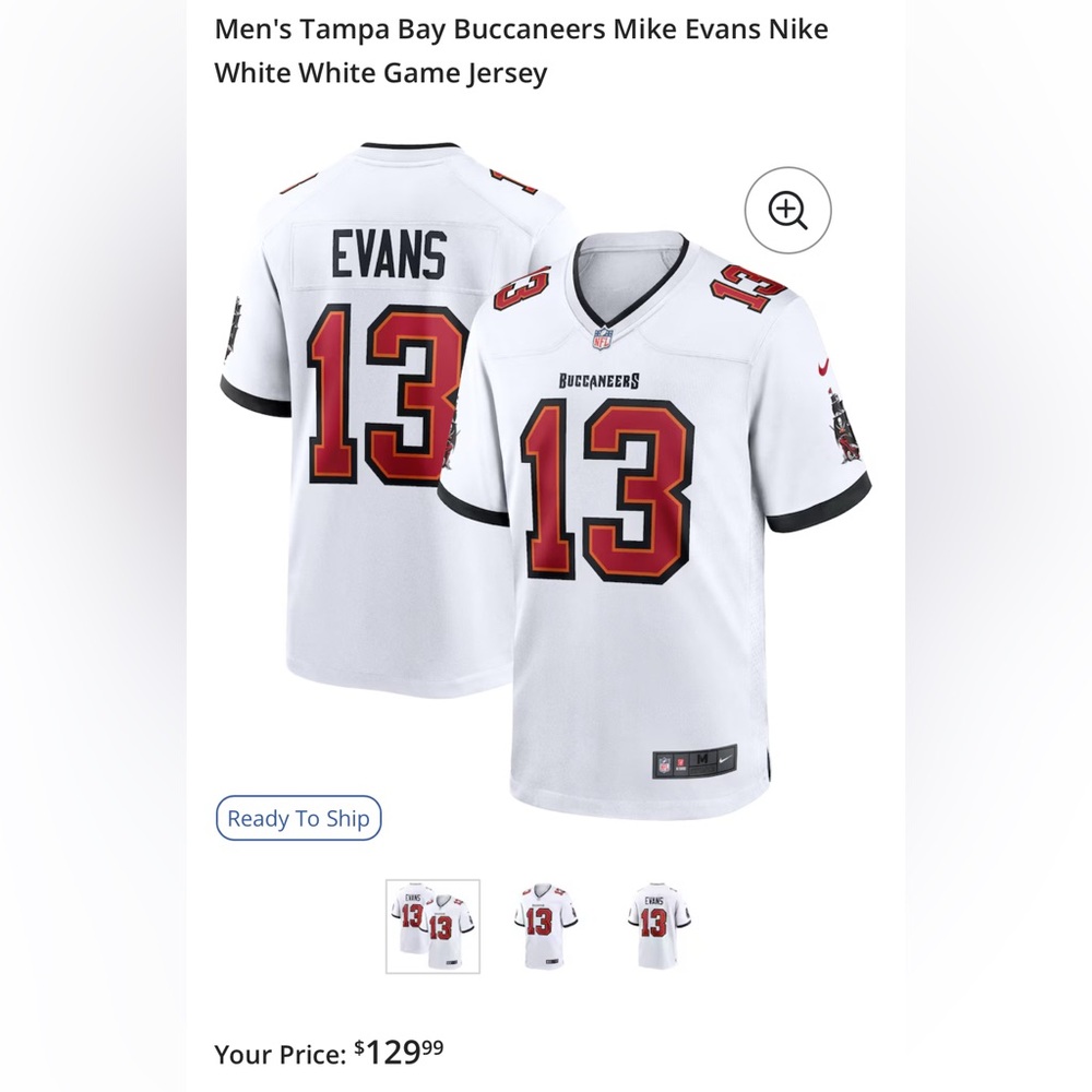 Men's Tampa Bay Buccaneers Mike Evans Nike White White Game Jersey - Size L